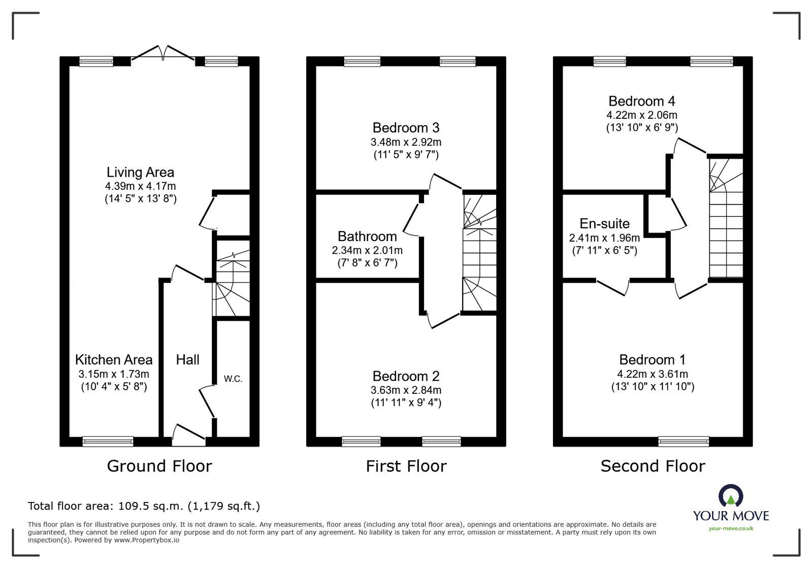 Floorplan of 4 bedroom End Terrace House for sale, Brentleigh Way, Hanley, Stoke-on-Trent, Staffordshire, ST1
