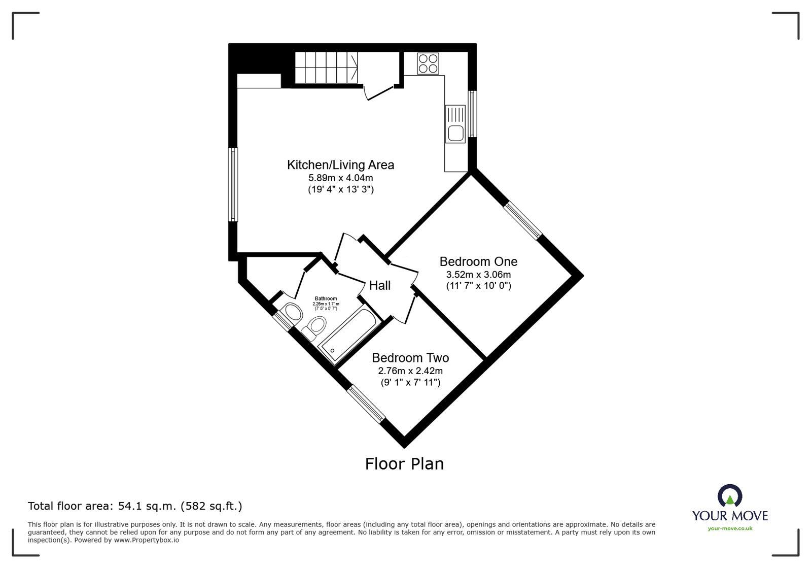 Floorplan of 2 bedroom Flat to rent, Greenhead Street, Burslem, Stoke-on-Trent, Staffordshire, ST6