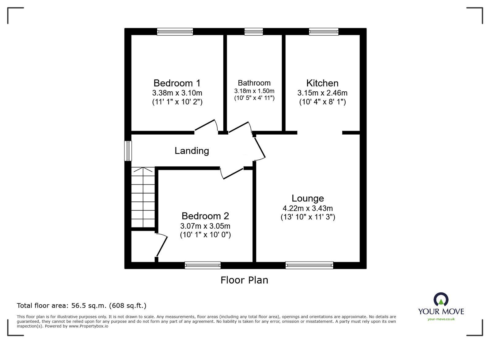 Floorplan of 2 bedroom Flat for sale, Leyland Green, Fegg Hayes, Stoke-on-Trent, Staffordshire, ST6