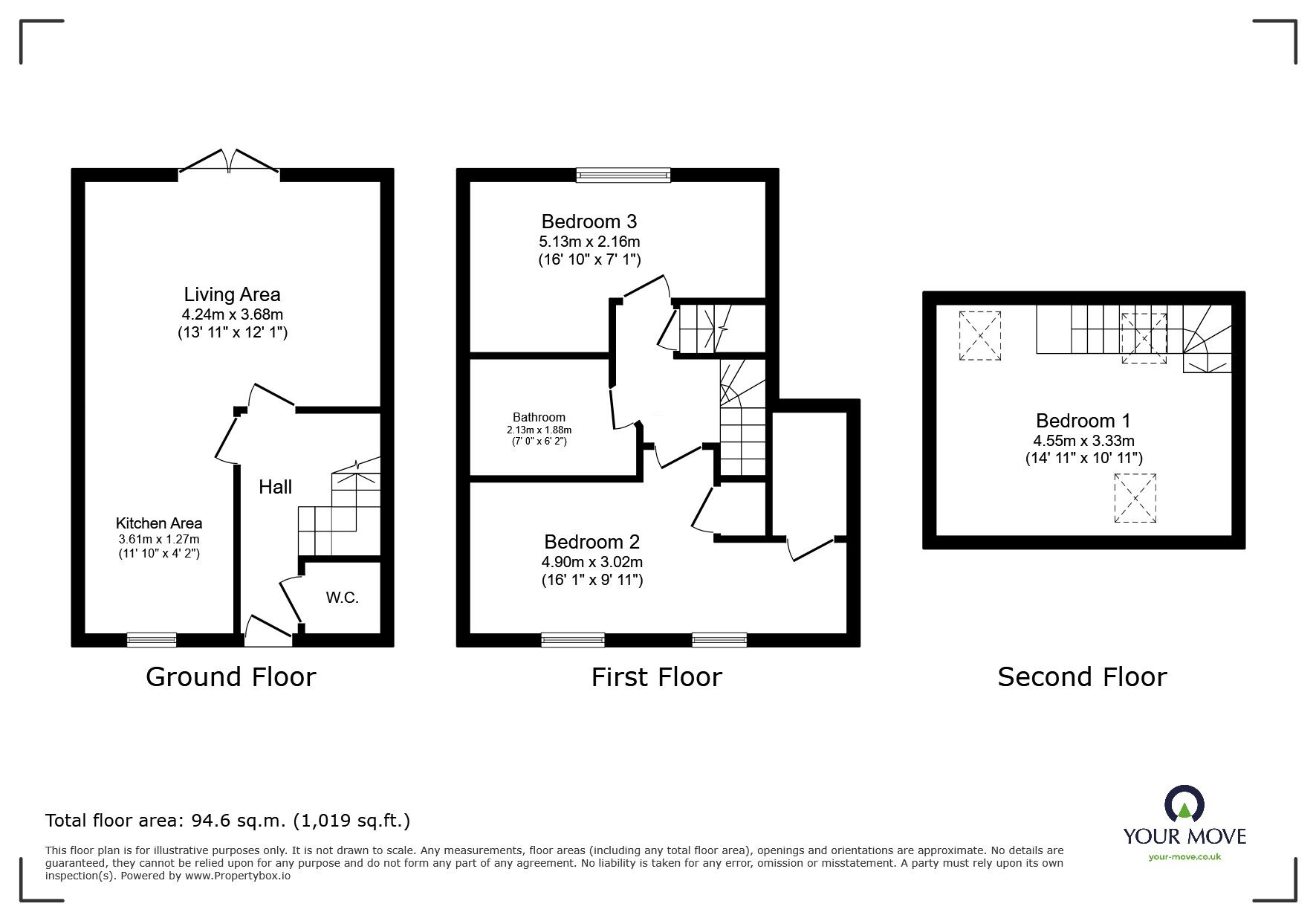 Floorplan of 3 bedroom Mid Terrace House for sale, Birch Street, Northwood, Stoke-on-Trent, Staffordshire, ST1