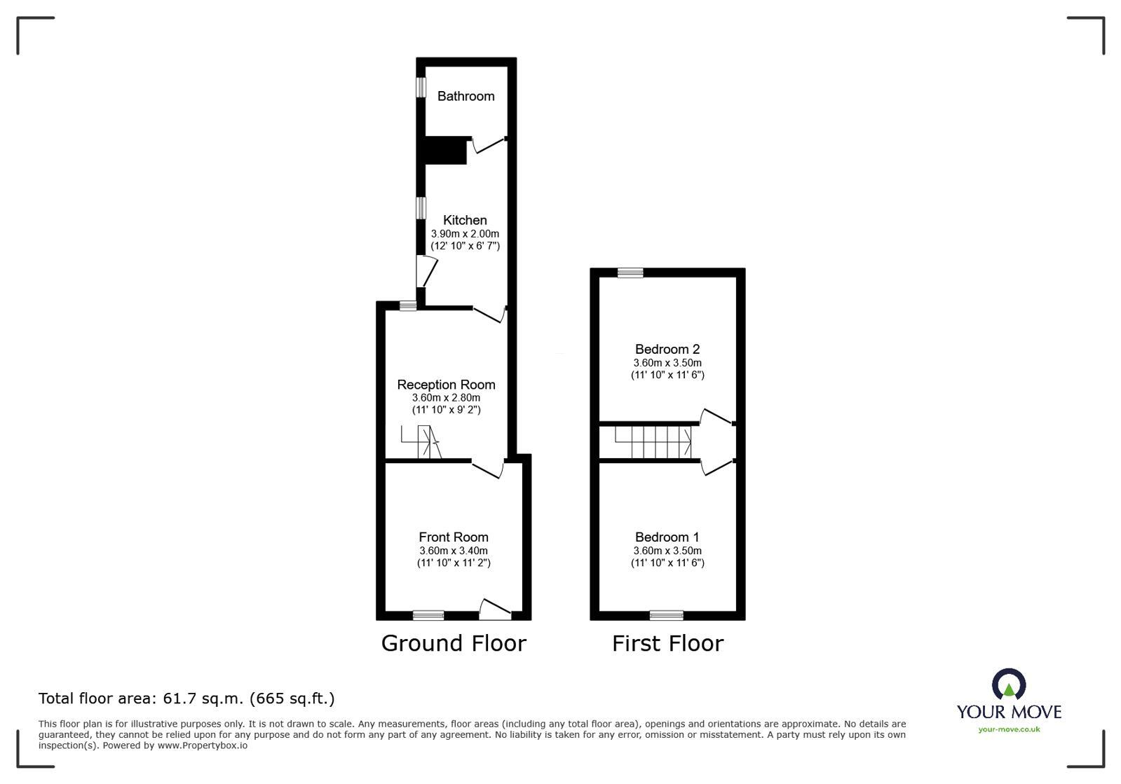 Floorplan of 2 bedroom Mid Terrace House to rent, Morton Street, Stoke-on-Trent, Staffordshire, ST6