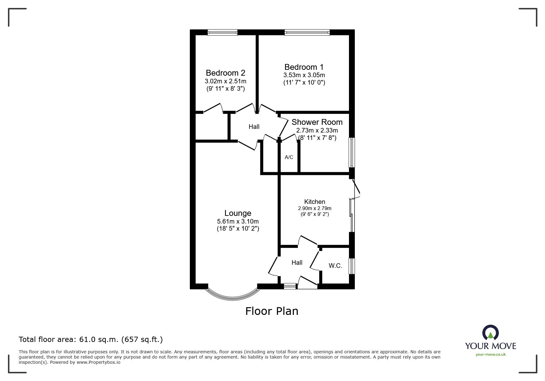 Floorplan of 2 bedroom Detached Bungalow for sale, Park Road, Silverdale, Staffordshire, ST5