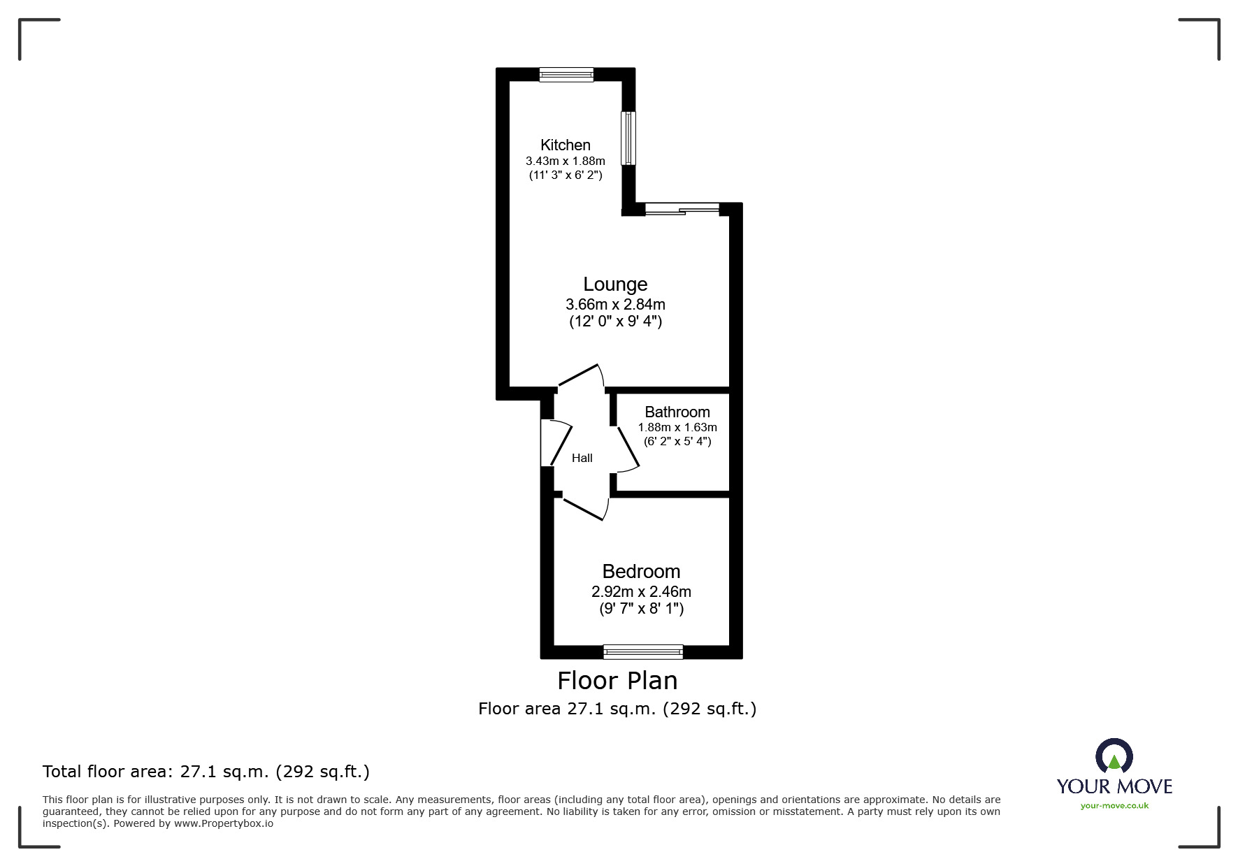 Floorplan of 1 bedroom Flat to rent, Derwent Street, Stoke-on-Trent, Staffordshire, ST1
