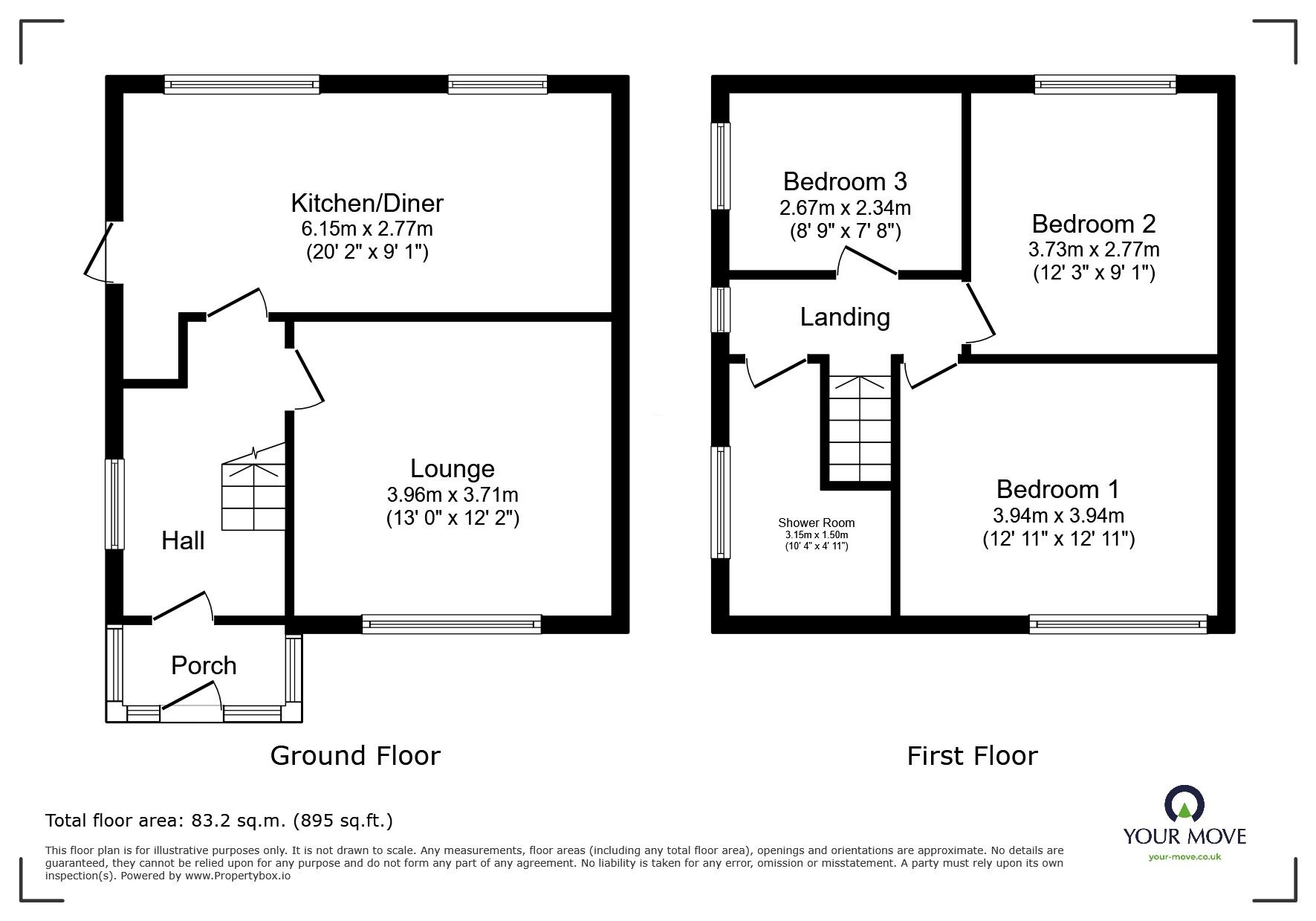Floorplan of 3 bedroom Semi Detached House for sale, Oversley Road, Fegg Hayes, Stoke-on-Trent, Staffordshire, ST6