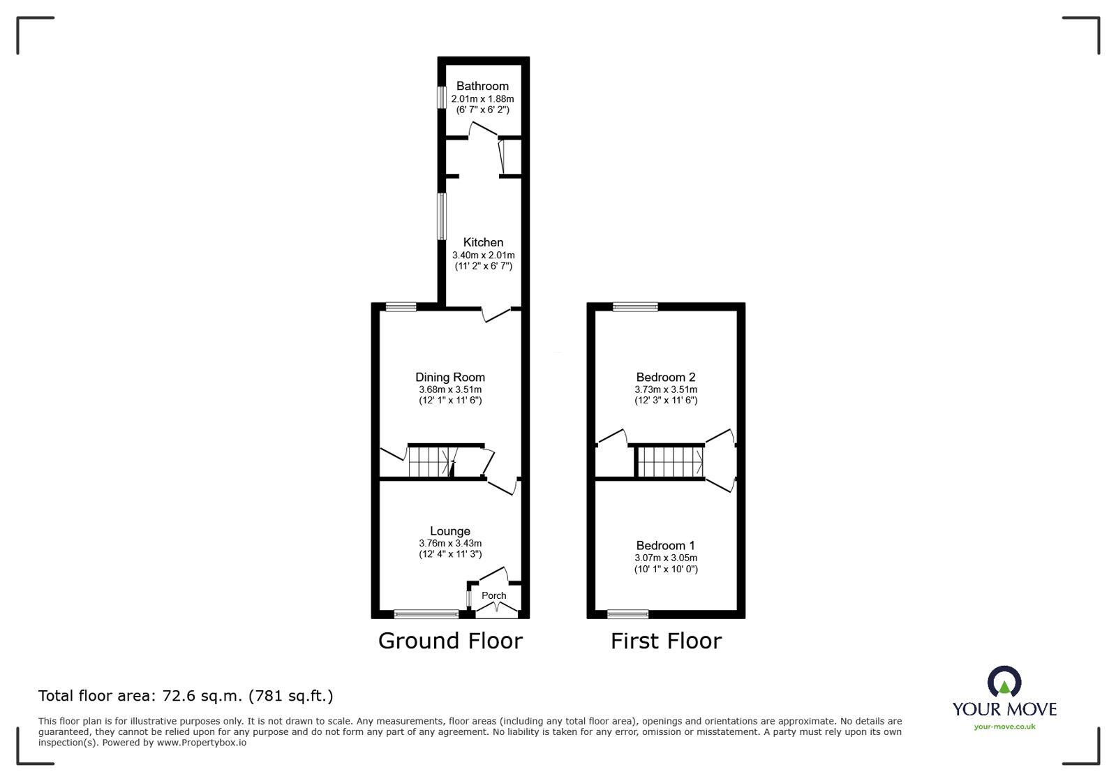 Floorplan of 2 bedroom Mid Terrace House to rent, Stanfield Road, Burslem, Stoke-on-Trent, Staffordshire, ST6