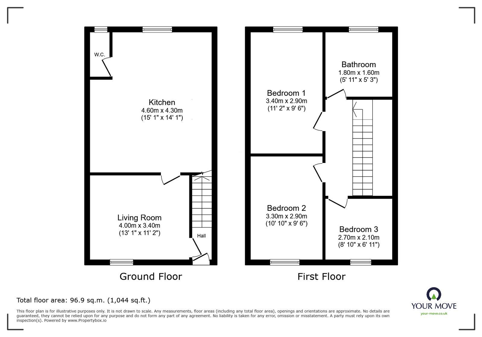 Floorplan of 3 bedroom Mid Terrace House to rent, High Street, Sandyford, Stoke-on-Trent, Staffordshire, ST6