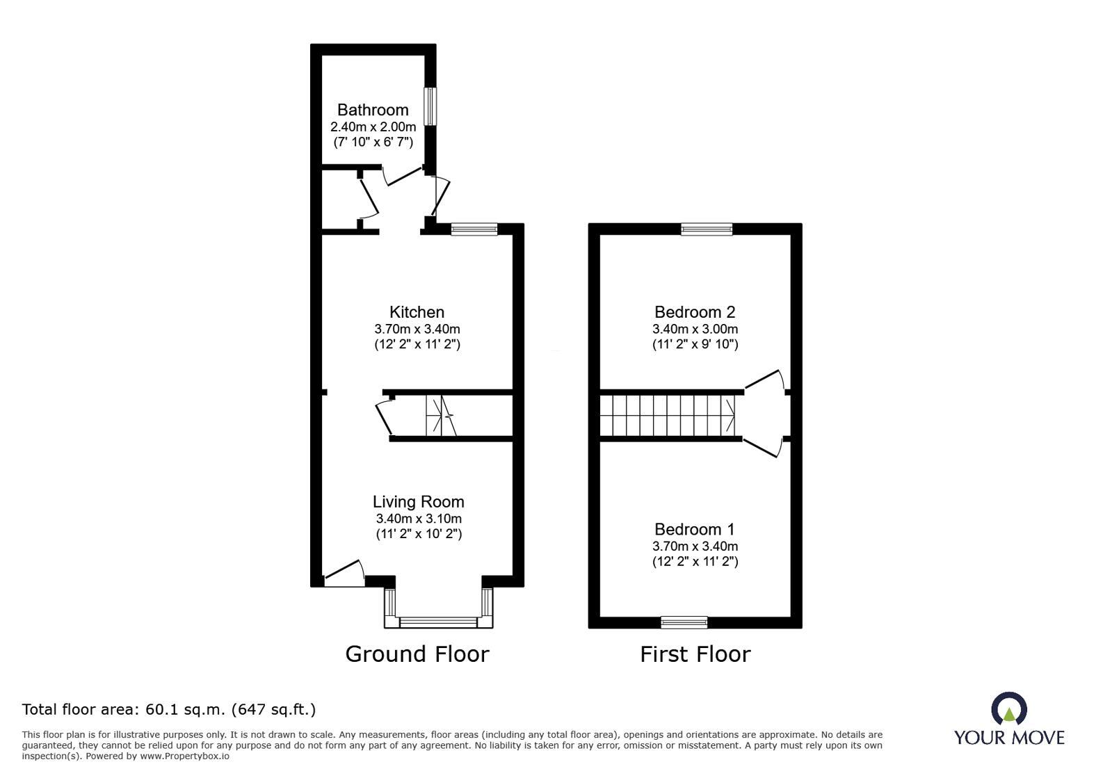 Floorplan of 2 bedroom Mid Terrace House to rent, King William Street, Stoke-on-Trent, Staffordshire, ST6