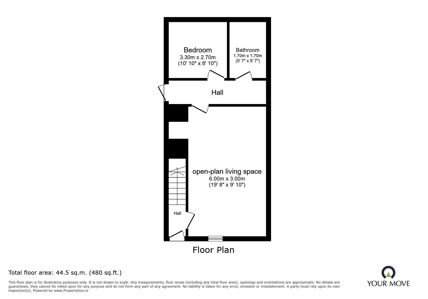 Floorplan of 1 bedroom Mid Terrace Flat to rent, Waterloo Road, Stoke-on-Trent, Staffordshire, ST6