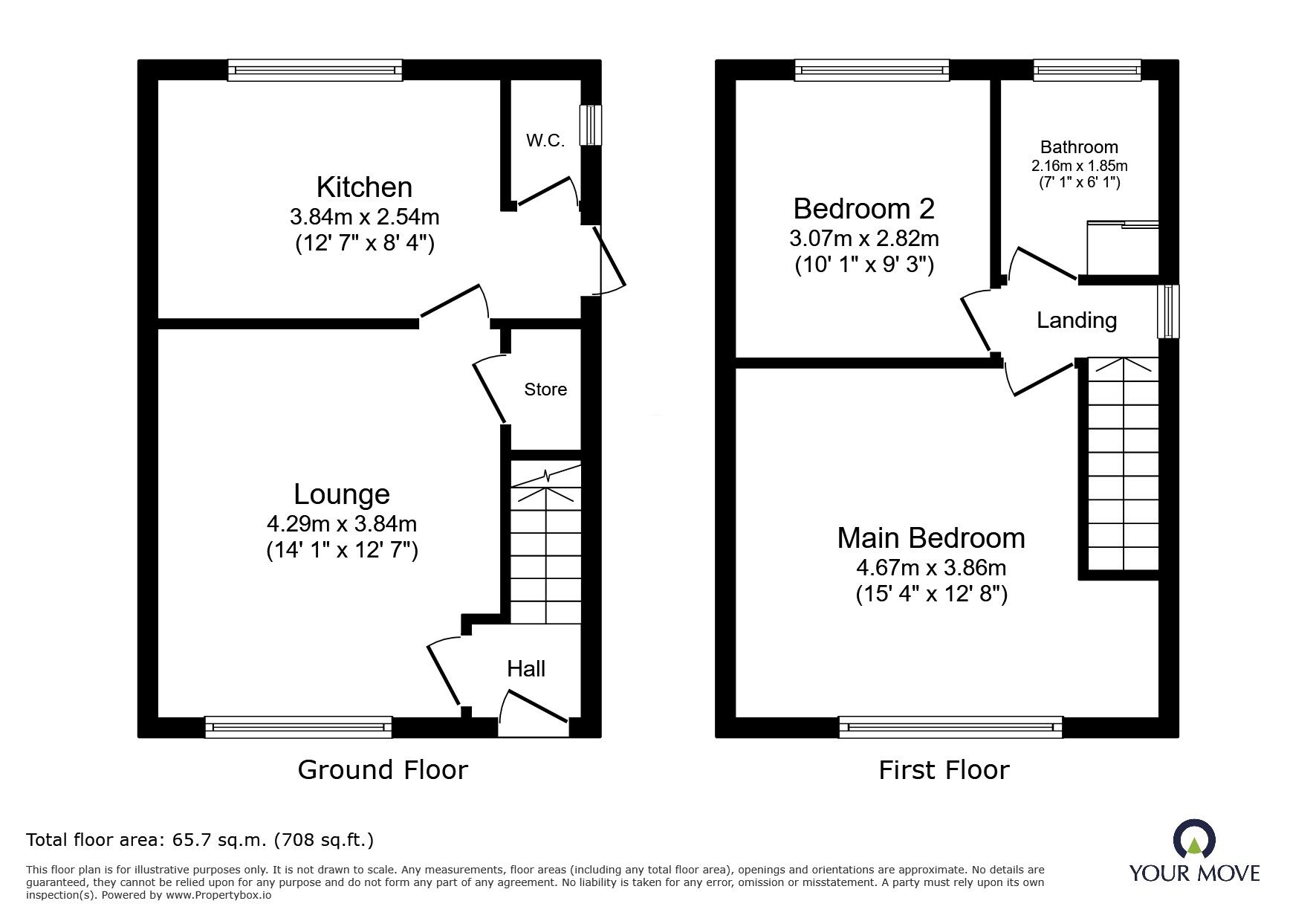 Floorplan of 2 bedroom Semi Detached House for sale, Furlong Road, Tunstall, Stoke-on-Trent, Staffordshire, ST6