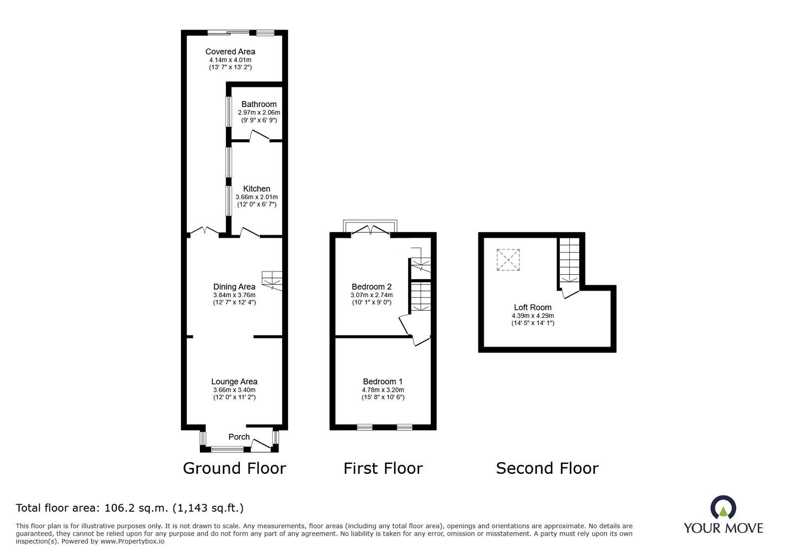 Floorplan of 2 bedroom Mid Terrace House for sale, Biddulph Road, Chell Heath, Stoke-on-Trent, Staffordshire, ST6