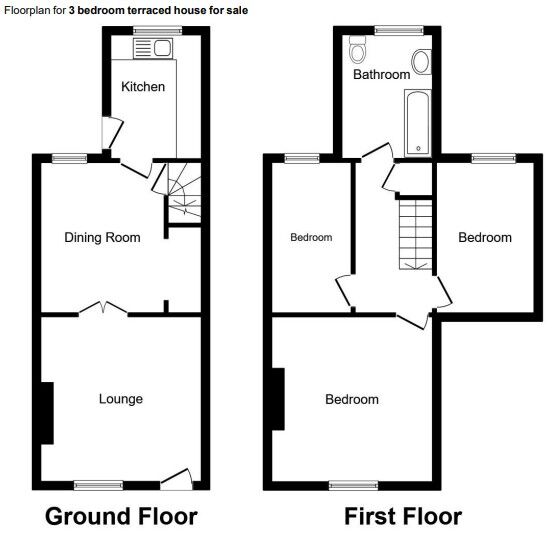Floorplan of 3 bedroom Mid Terrace House for sale, Sheffield Road, Hoyland, South Yorkshire, S74
