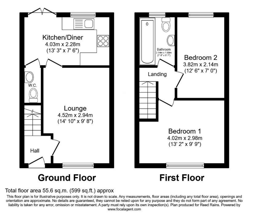 Floorplan of 2 bedroom Semi Detached House for sale, Pickhills Grove, Goldthorpe, South Yorkshire, S63
