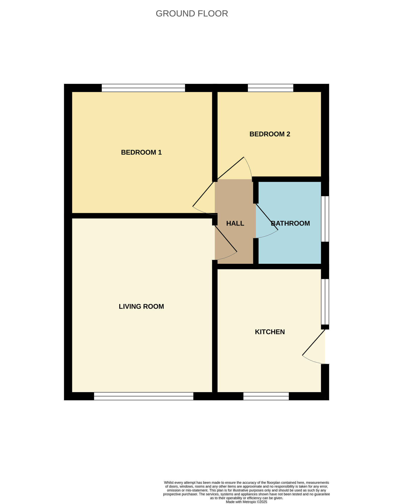 Floorplan of 2 bedroom Semi Detached Bungalow for sale, Chiltern Court, Hemsworth, West Yorkshire, WF9