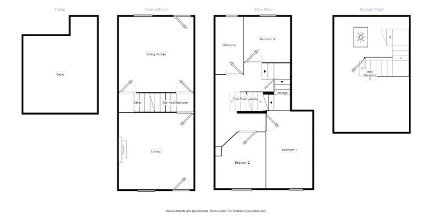 Floorplan of 4 bedroom Mid Terrace House to rent, Cemetery Road, Wombwell, South Yorkshire, S73