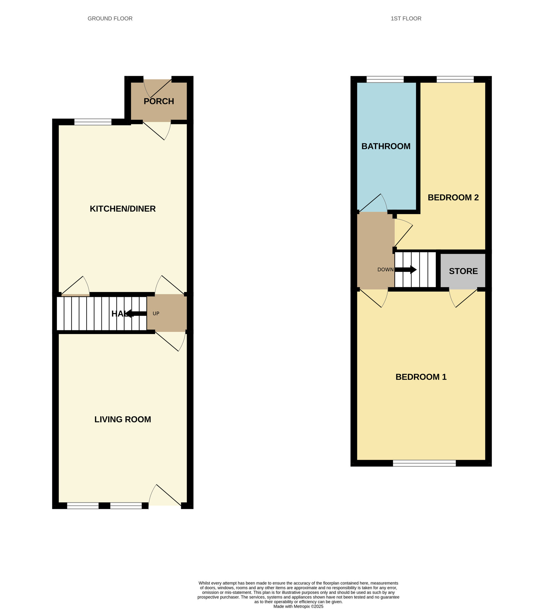 Floorplan of 2 bedroom Mid Terrace House for sale, Park Street, Wombwell, South Yorkshire, S73