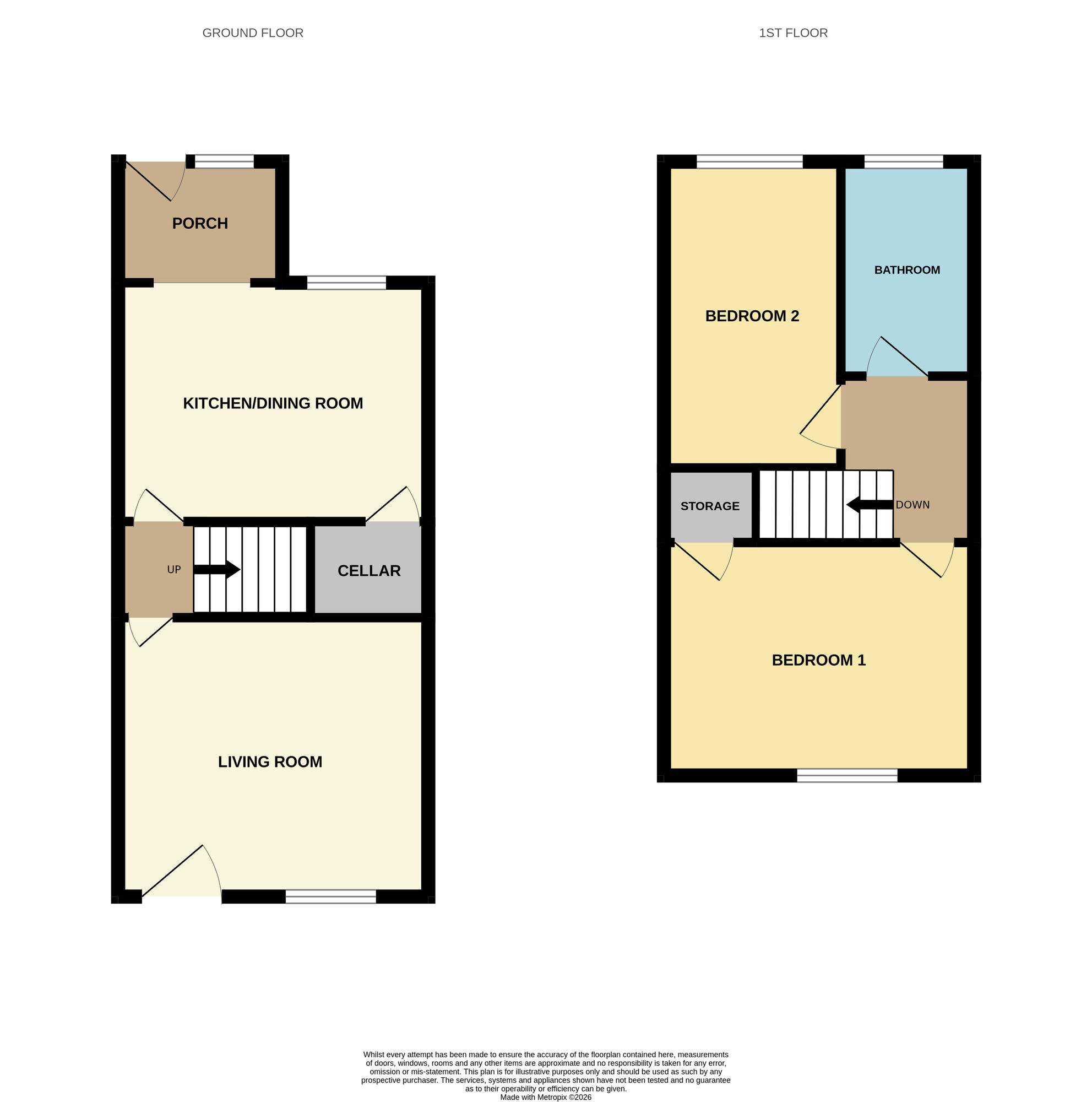Floorplan of 2 bedroom Mid Terrace House for sale, Church Street, Great Houghton, Barnsley, S72