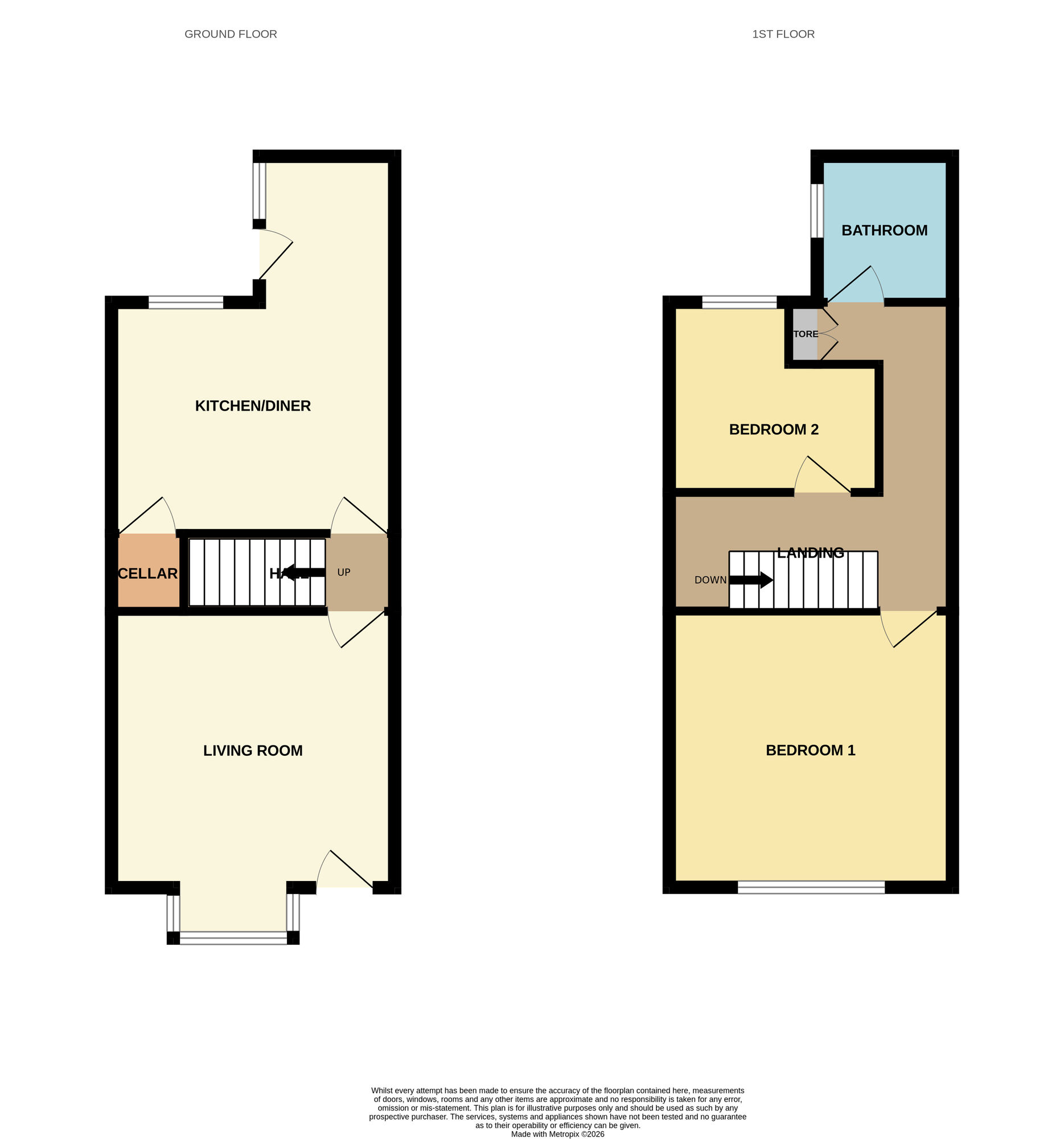 Floorplan of 2 bedroom Mid Terrace House for sale, Main Street, Wombwell, Barnsley, S73