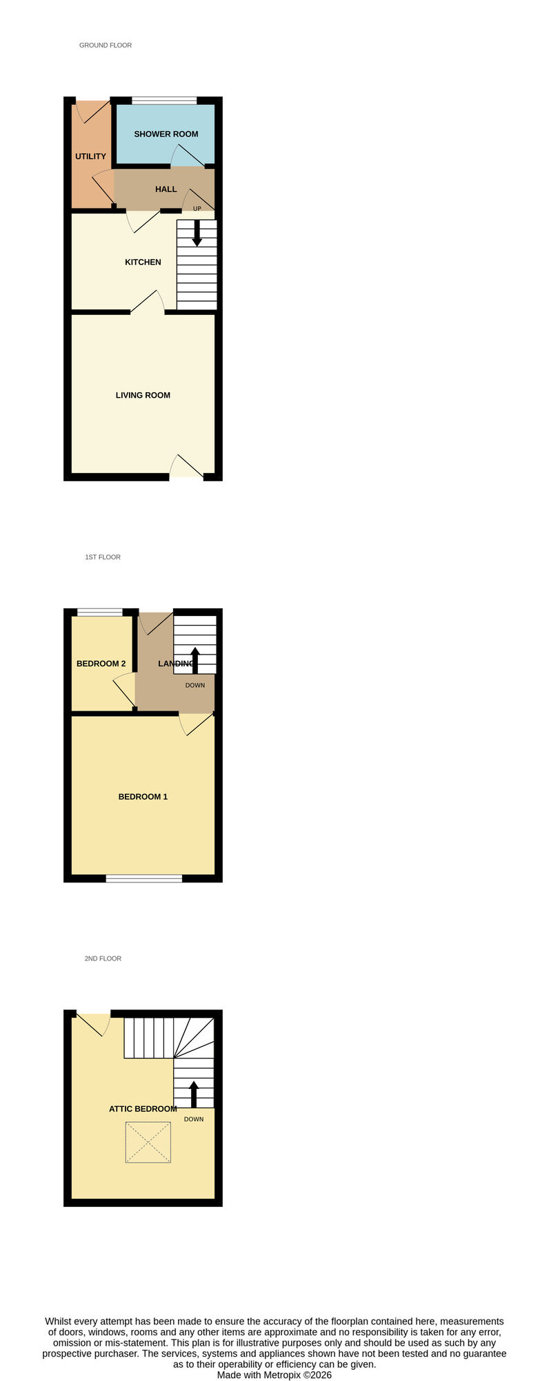 Floorplan of 3 bedroom Mid Terrace House for sale, Garden Grove, Hemingfield, Barnsley, S73