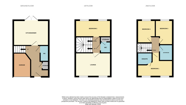 Floorplan of 4 bedroom Mid Terrace House for sale, Woodbourn Gardens, Wombwell, Barnsley, S73