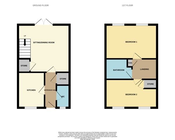 Floorplan of 2 bedroom Mid Terrace House for sale, Wells Lane, Wombwell, Barnsley, S73