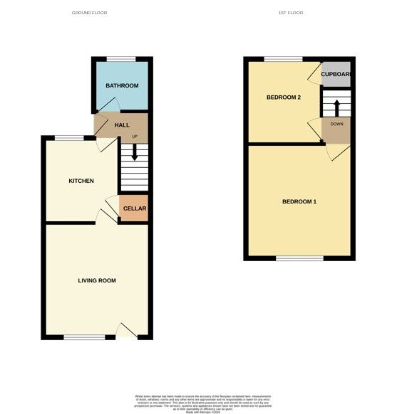 Floorplan of 2 bedroom Mid Terrace House for sale, Bartholomew Street, Wombwell, Barnsley, S73
