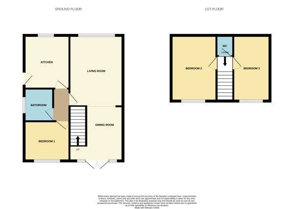 Floorplan of 3 bedroom Semi Detached Bungalow for sale, Springfield Close, Darfield, Barnsley, S73
