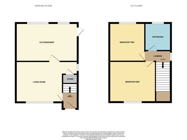 Floorplan of 2 bedroom Semi Detached House for sale, Milford Avenue, Elsecar, Barnsley, S74