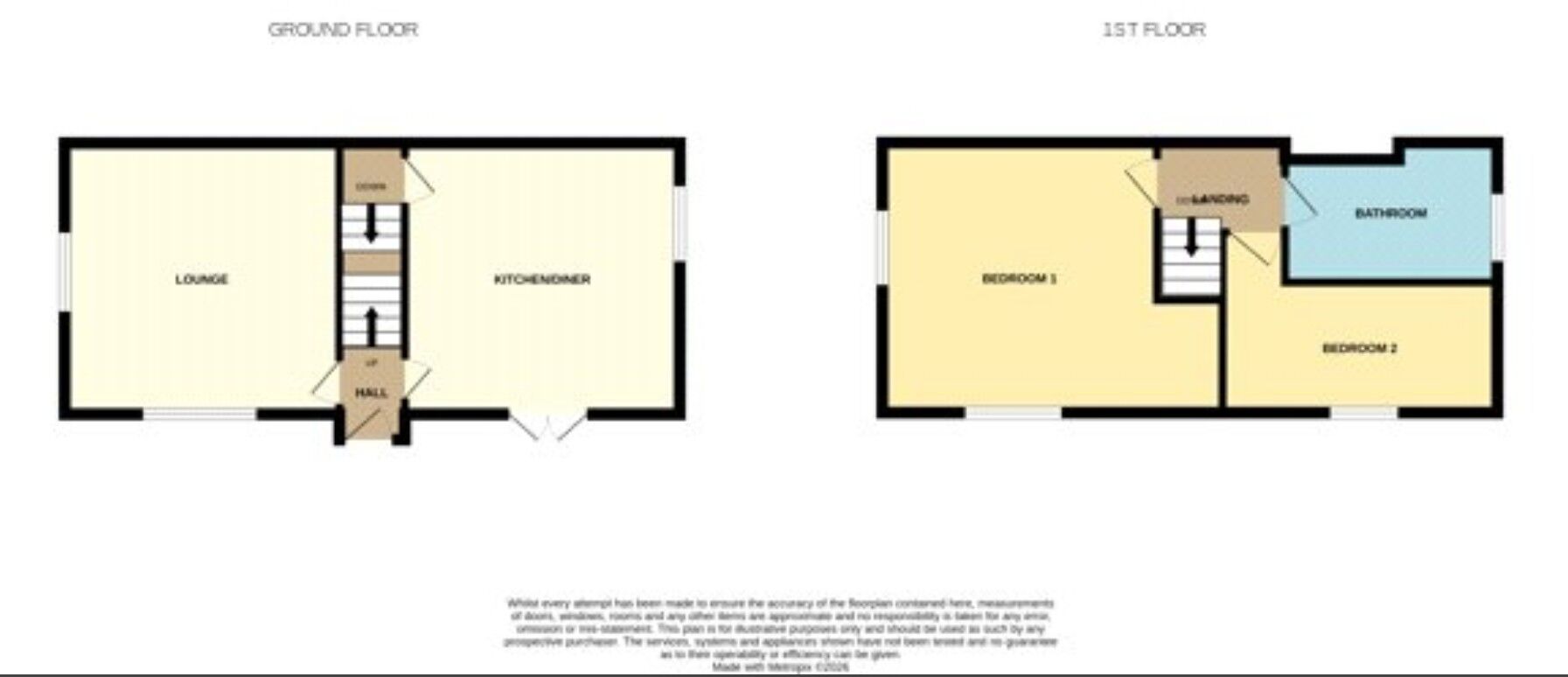 Floorplan of 2 bedroom End Terrace House for sale, Myrtle Road, Wombwell, Barnsley, S73