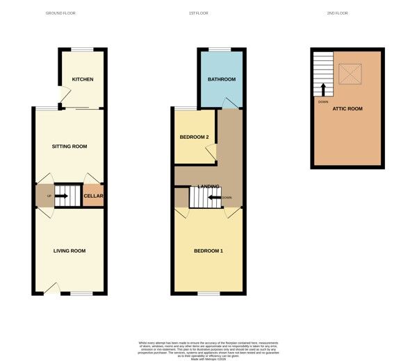 Floorplan of 3 bedroom Mid Terrace House for sale, Barnsley Road, Wombwell, Barnsley, S73