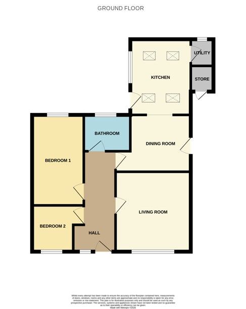 Floorplan of 2 bedroom Semi Detached Bungalow for sale, Norville Crescent, Darfield, Barnsley, S73