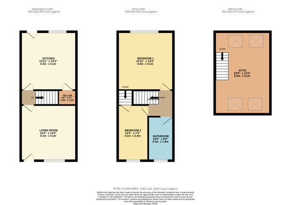 Floorplan of 2 bedroom Mid Terrace House for sale, Warren Lane, Chapeltown, Sheffield, S35