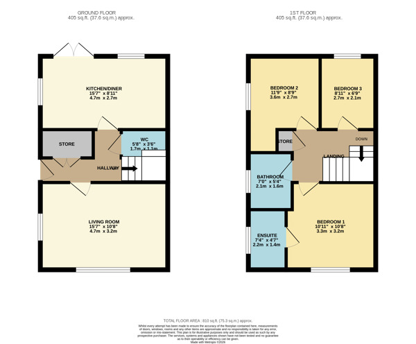 Floorplan of 3 bedroom Semi Detached House for sale, Mitchells Main Close, Wombwell, Barnsley, S73