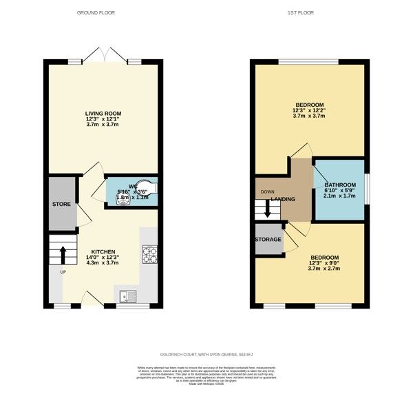 Floorplan of 2 bedroom House for sale, Goldfinch Court, Wath-upon-Dearne, South Yorkshire, S63