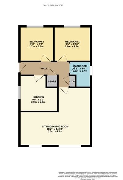 Floorplan of 2 bedroom Detached Bungalow for sale, Kendal Drive, Bolton-upon-Dearne, Barnsley, S63