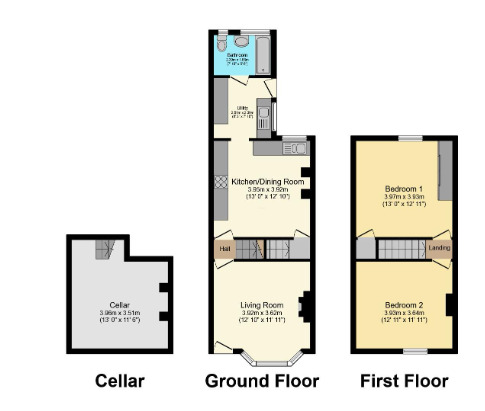 Floorplan of 2 bedroom Mid Terrace House for sale, Edward Street, Darfield, Barnsley, S73