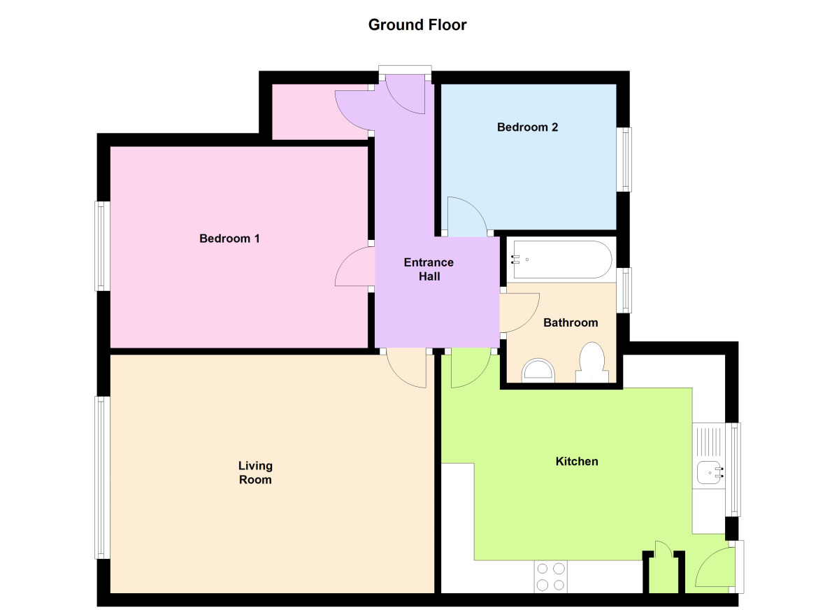 Floorplan of 2 bedroom Flat to rent, Hillhead Parkway, Chapel House, Newcastle Upon Tyne, NE5