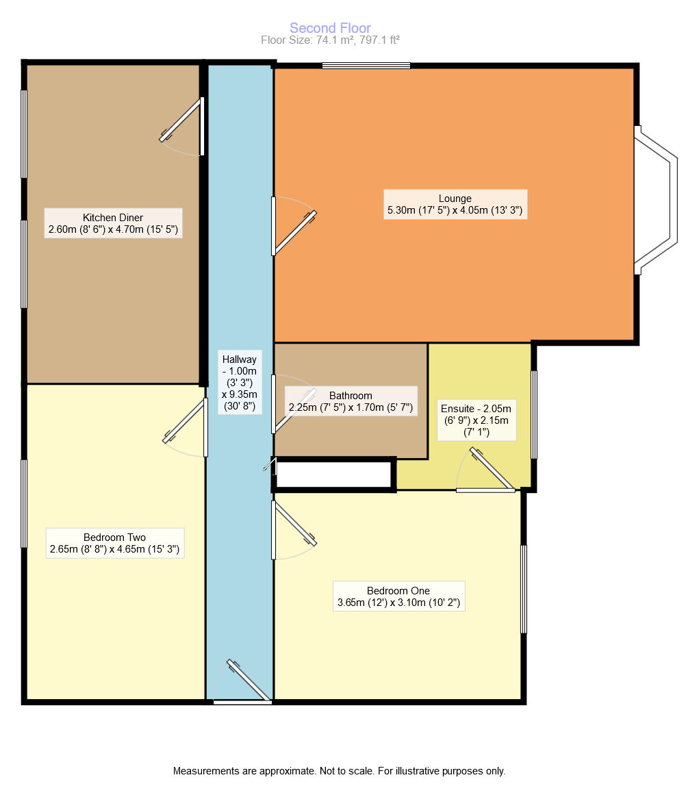 Floorplan of 2 bedroom Flat to rent, Spencer Court, Walbottle, Newcastle Upon Tyne, NE15