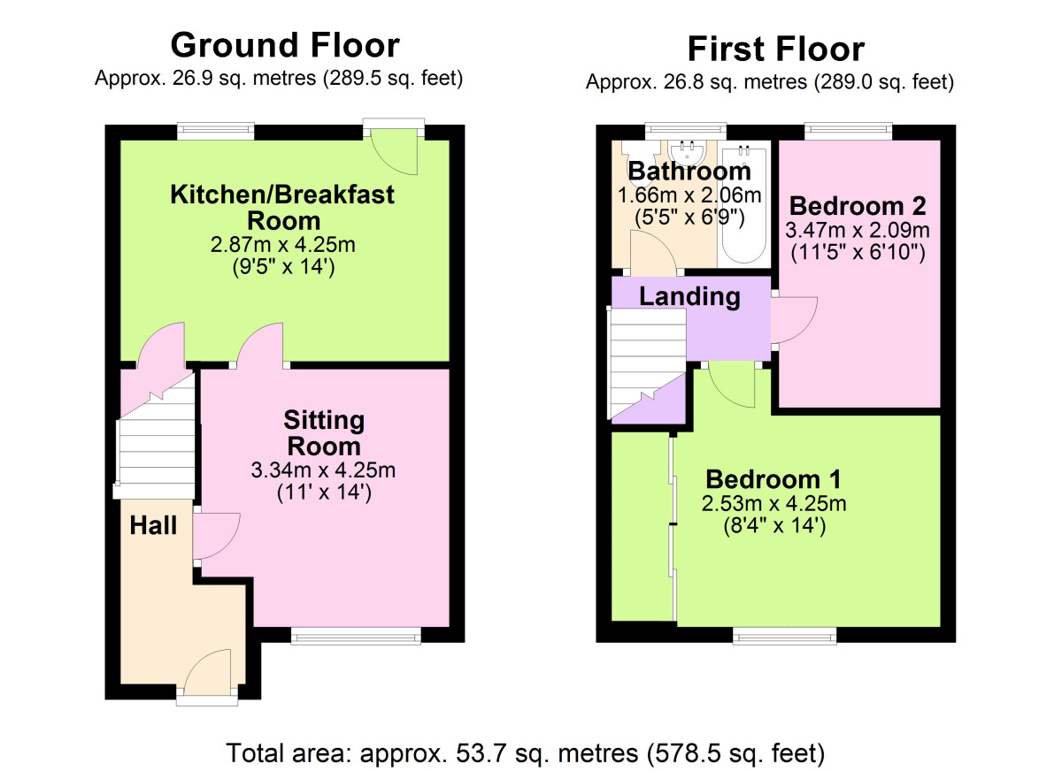 Floorplan of 2 bedroom Mid Terrace House to rent, St. Georges Terrace Bells Close, Newcastle Upon Tyne, NE15
