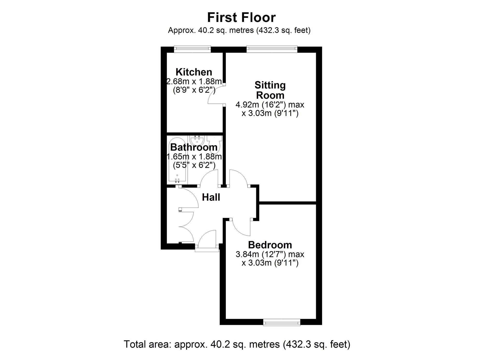 Floorplan of 1 bedroom Flat to rent, West Thorp, Newcastle upon Tyne, Tyne and Wear, NE5