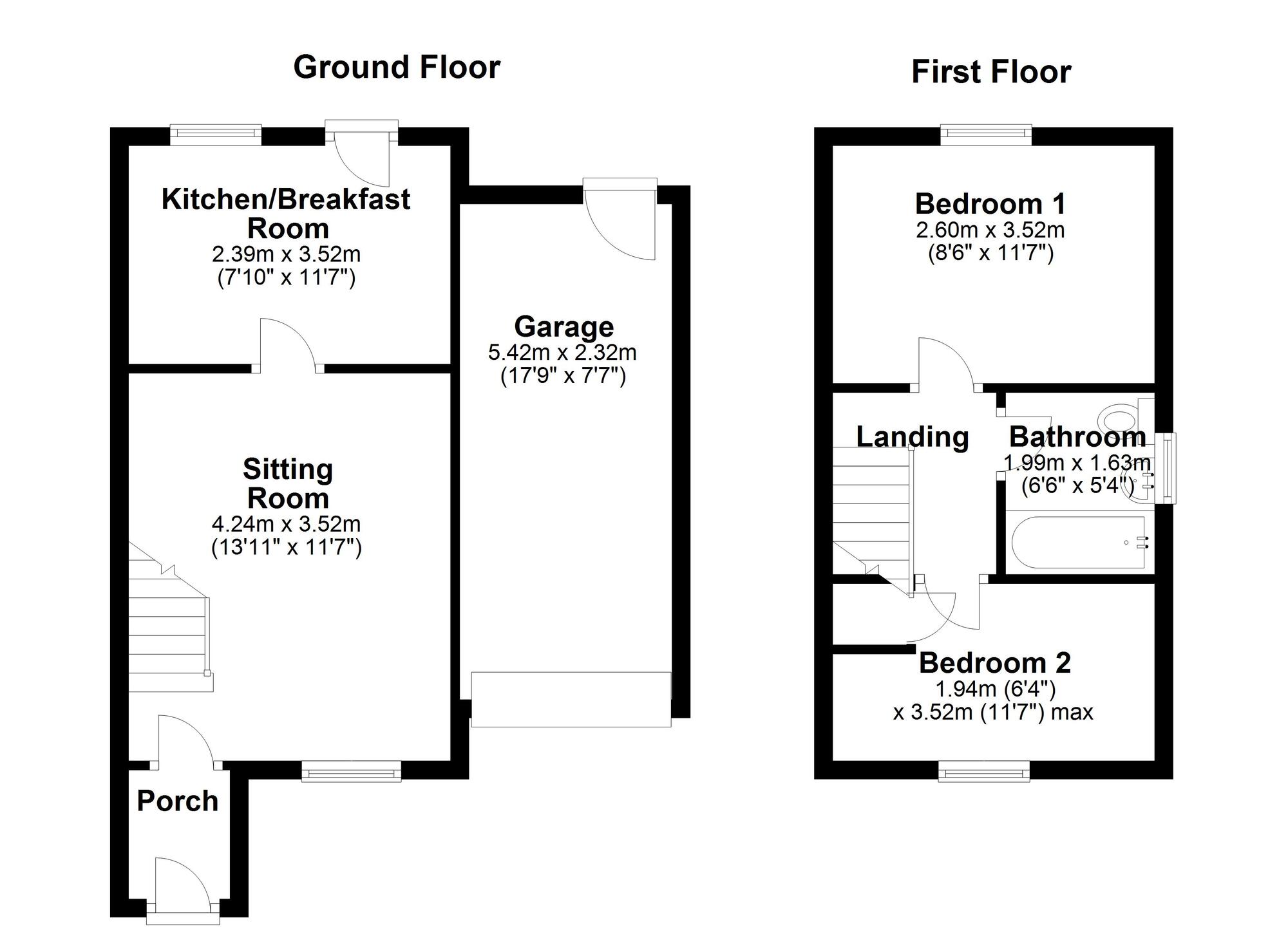 Floorplan of 2 bedroom Semi Detached House for sale, Patina Close, Newcastle upon Tyne, Tyne and Wear, NE15