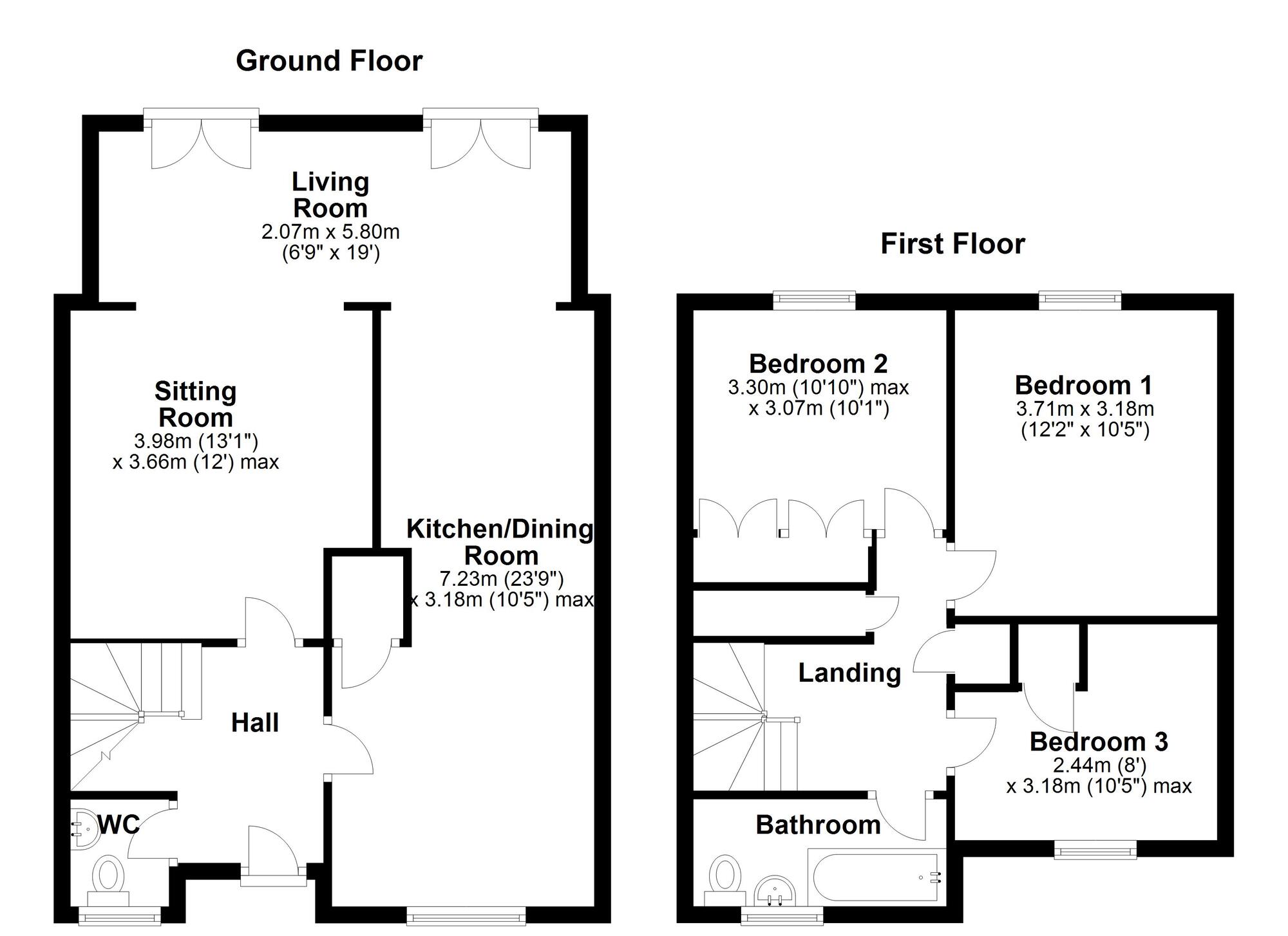 Floorplan of 3 bedroom Mid Terrace House to rent, Fourstones, Newcastle upon Tyne, Tyne and Wear, NE5