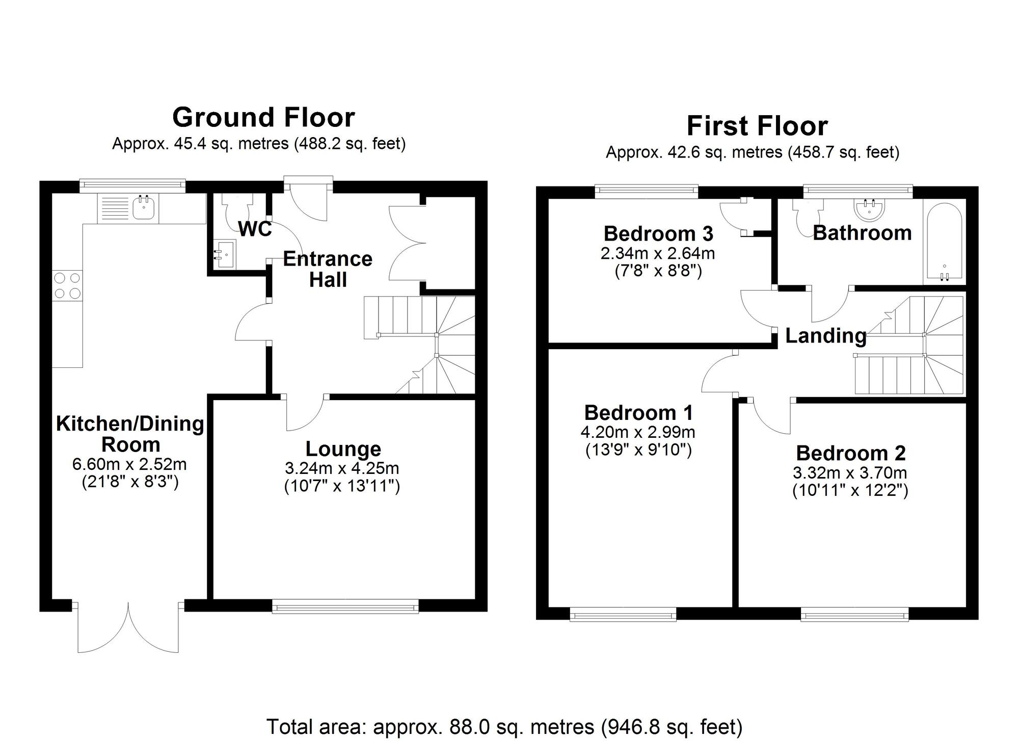 Floorplan of 3 bedroom Mid Terrace House to rent, Cornhill, Newcastle upon Tyne, Tyne and Wear, NE5