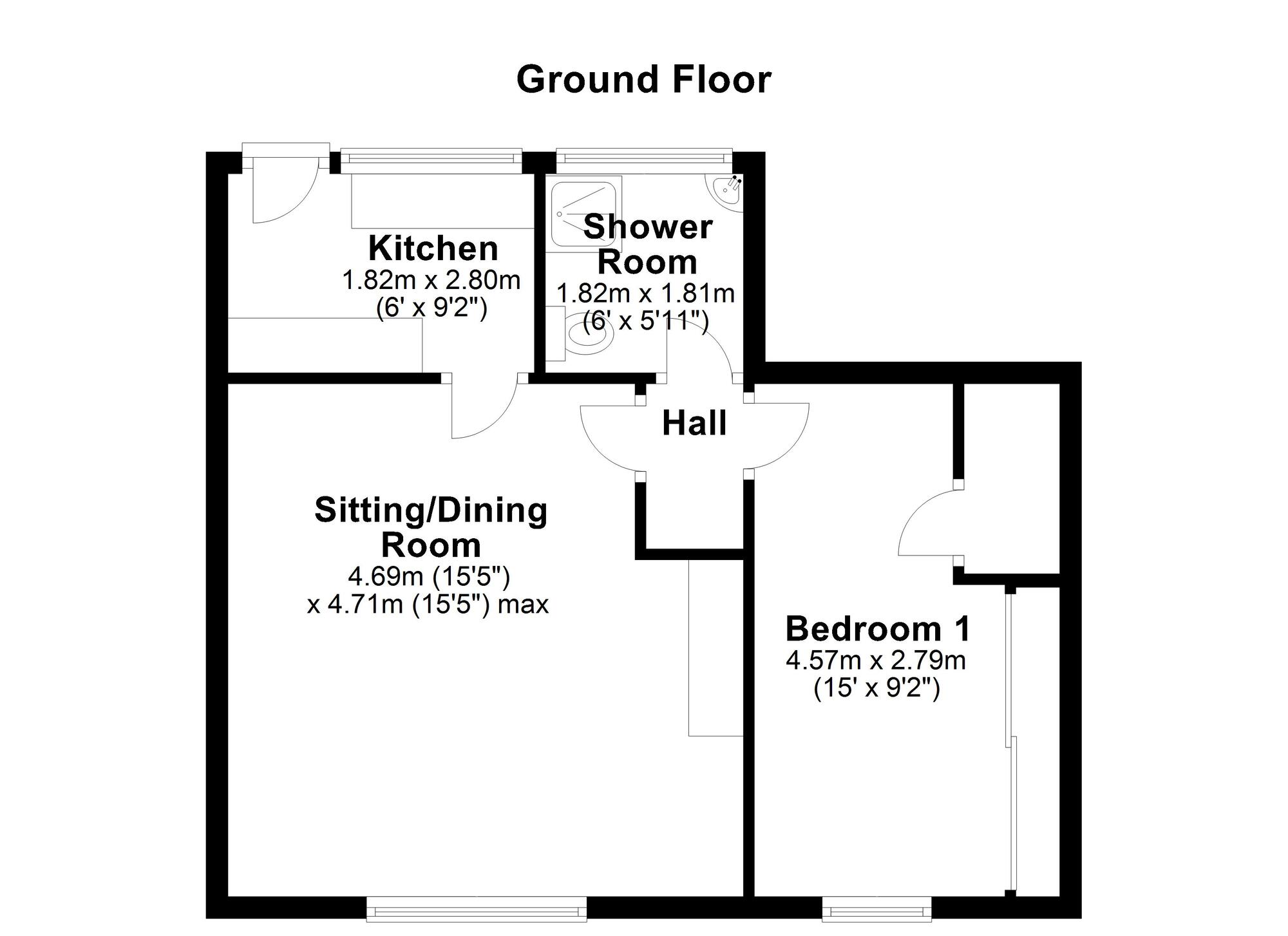 Floorplan of 1 bedroom Mid Terrace House for sale, Dukes Cottages, Newburn, Tyne and Wear, NE15