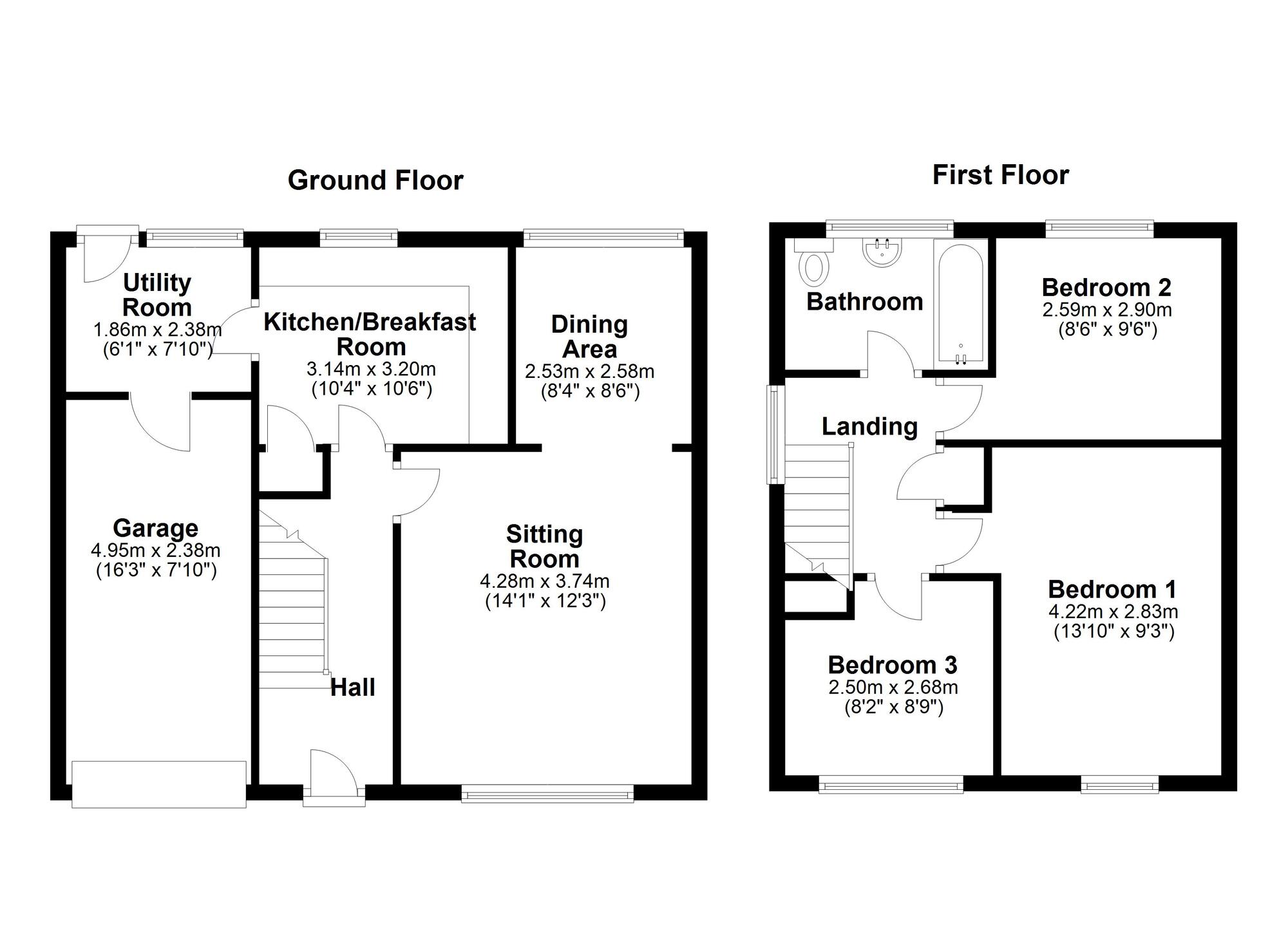 Floorplan of 3 bedroom Semi Detached House for sale, Pangbourne Close, Newcastle upon Tyne, Tyne and Wear, NE15