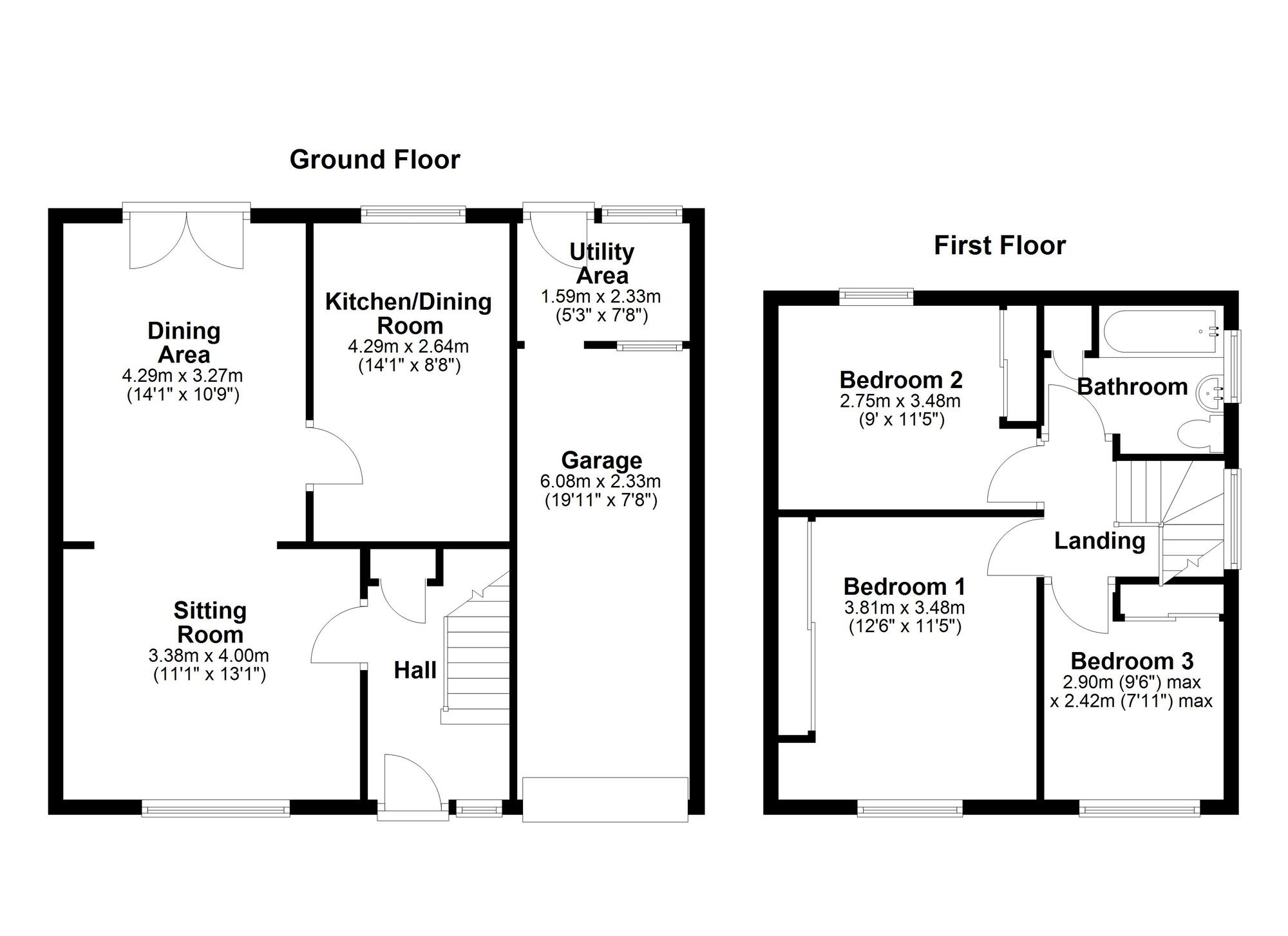 Floorplan of 3 bedroom Semi Detached House for sale, Wedmore Road, Newcastle upon Tyne, Tyne and Wear, NE5