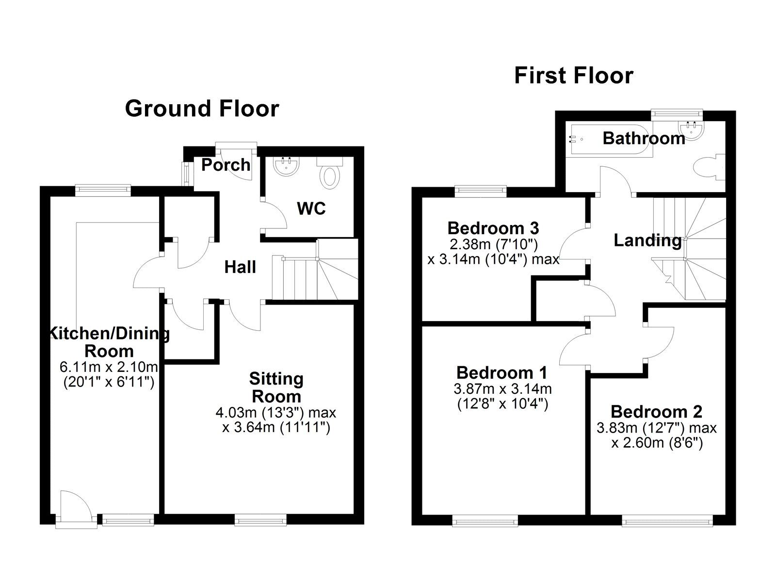 Floorplan of 3 bedroom End Terrace House for sale, Fenton Walk, Newcastle upon Tyne, Tyne and Wear, NE5