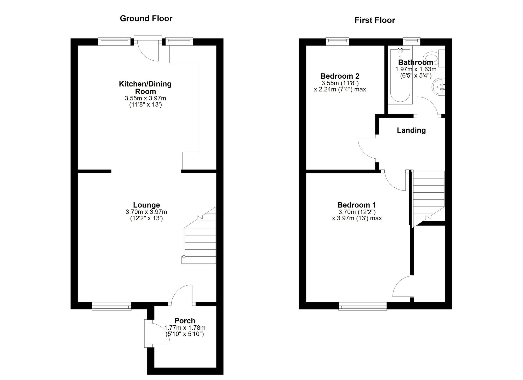 Floorplan of 2 bedroom End Terrace House to rent, Whitehall Road, Newcastle upon Tyne, Tyne and Wear, NE15