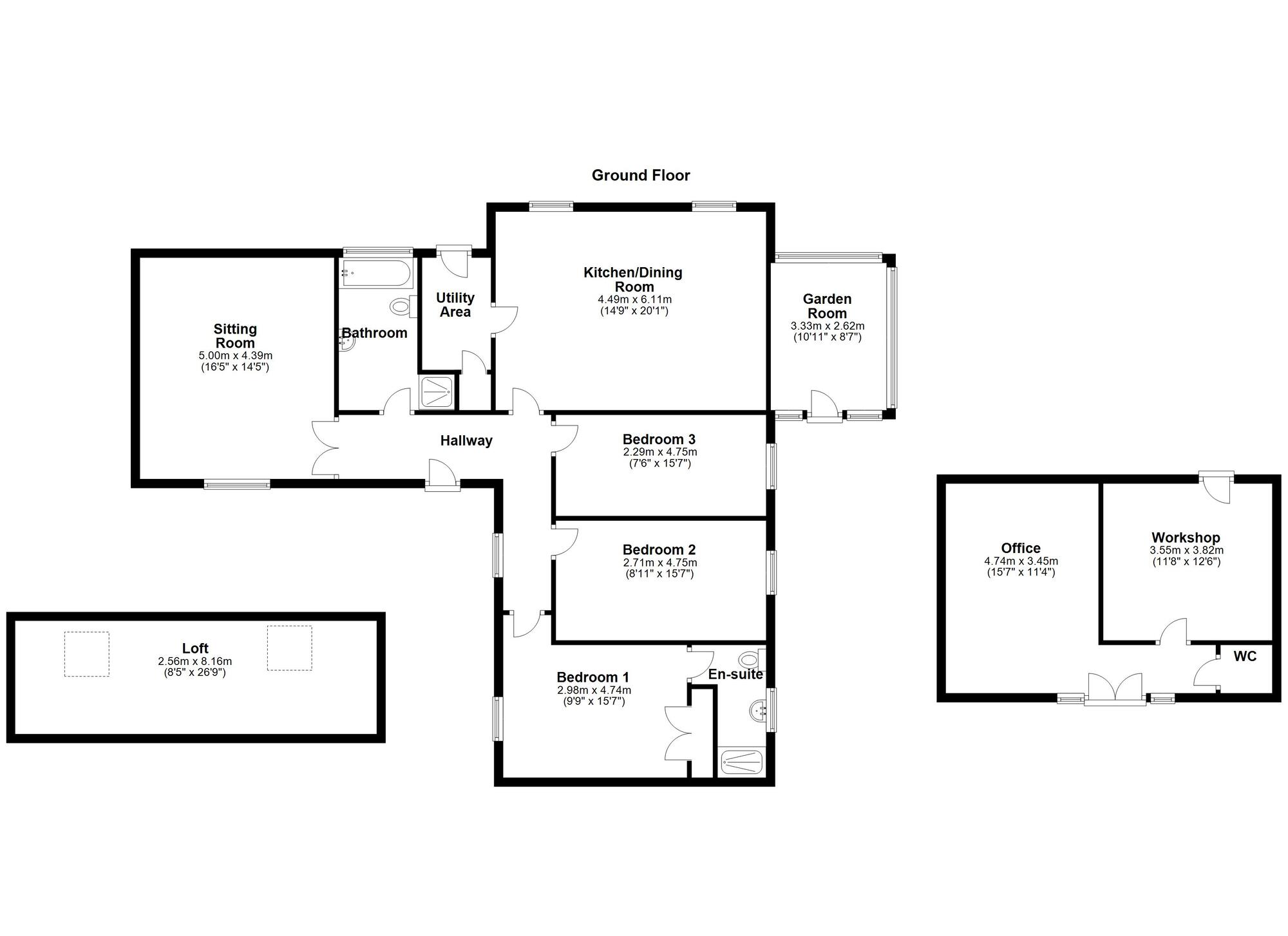 Floorplan of 3 bedroom Detached Bungalow for sale, North Avenue, Westerhope, Tyne and Wear, NE5