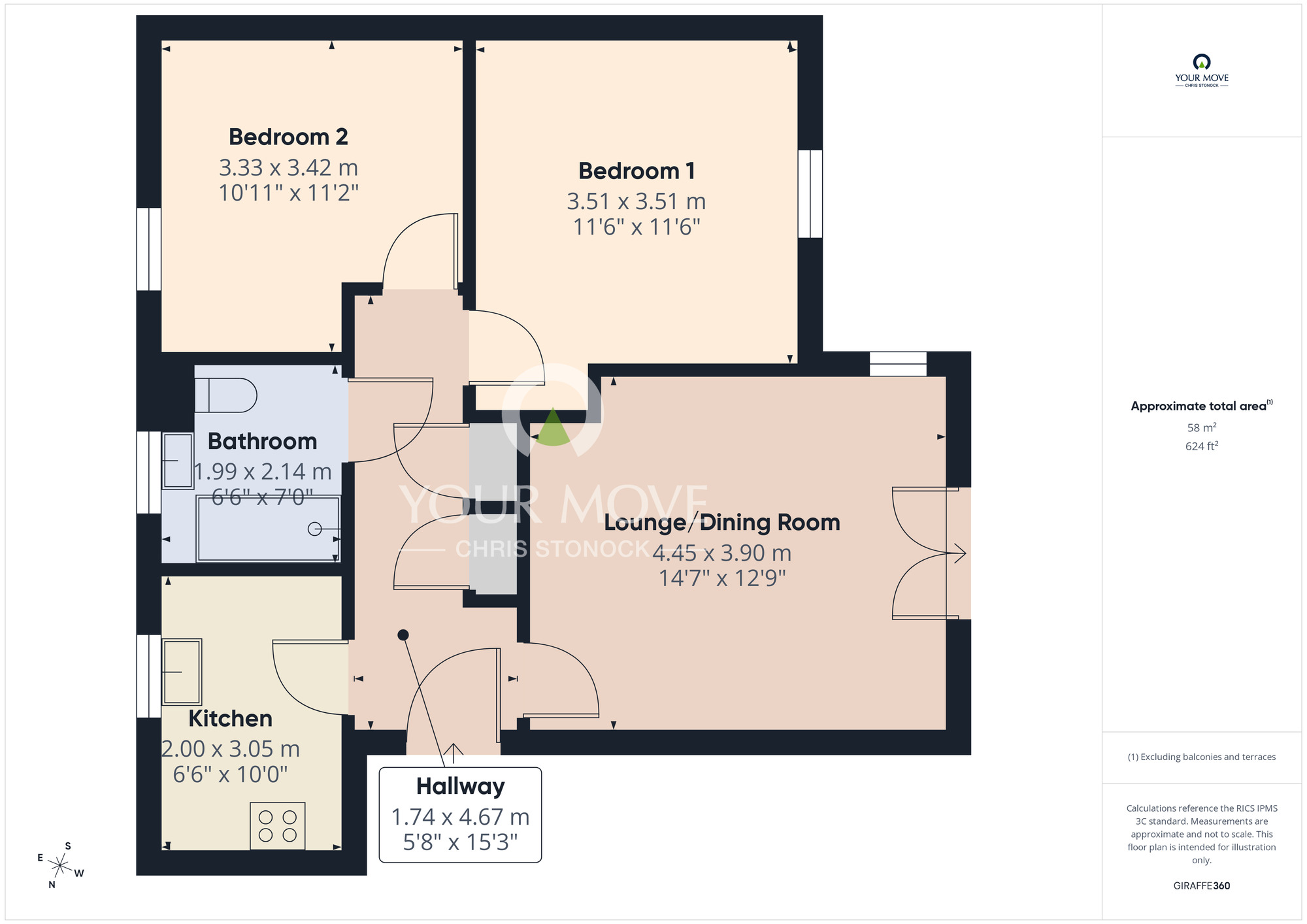 Floorplan of 2 bedroom Flat for sale, Sunnyway, Newcastle upon Tyne, Tyne and Wear, NE5