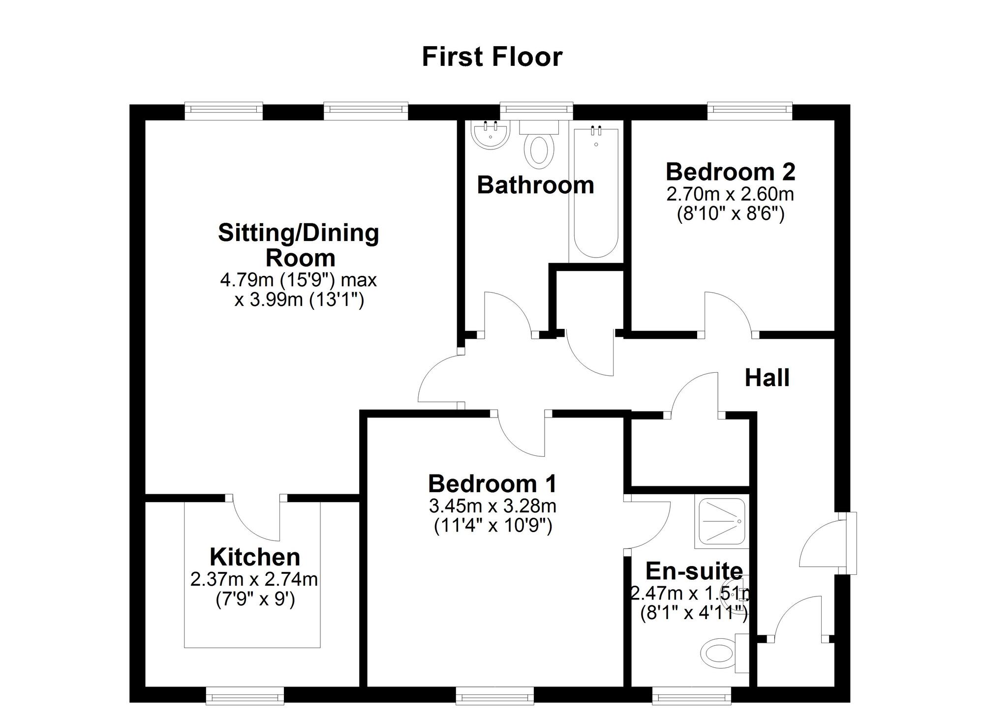 Floorplan of 2 bedroom  Flat for sale, Hartburn Close, Newcastle upon Tyne, Tyne and Wear, NE5